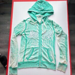Aeropostale hoodie women's size XS green tie-dye lightweight kangaroo pocket